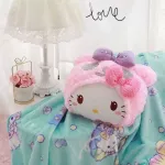 Cartoon Sanrio Hello Kitty Blanket Quilt Air Conditioning Plush Blanket Hello Kitty Doll Pillow Student Office Nap Cover Blanket