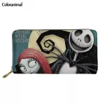 Coloranimal Fashion Women Wallets Zipper Purses The Nightmare Before Christmas Print Luxury Leather Wallet for Ladies Clutch Bag