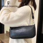 Crocodile Baguette Shape Bag Women Fashion Classic Wild Handbag Casual Shoulder Bag High Quality Leather Underarm Package Purses