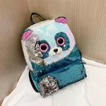 Creative Panda Shoulder Bag Stylish Sequin Mini Backpack Travel Storage Bag for Children Kids Girls Sky-blue