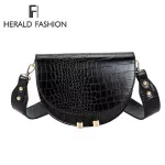 Crocodile Pattern Crossbody Bags for Women Half Round Messenger Bag Pu Leather Luxury Handbags Women Bags Designer Shoulder Bag