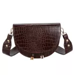Crocodile Pattern Crossbody Bags for Women Half Round Messenger Bag Pu Leather Handbags Women Bags Designer Shoulder Bag