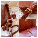 Crocodile Pattern Crossbody Bags for Women Half Round Messenger Bag Pu Leather Luxury Handbags Women Bags Designer Shoulder Bag