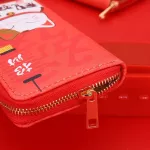 Cute Lucky Cat Zipper Wallet Lovely Blessing Dog Cat Card Holder Clutch PU Long Design Coin Purses Money Bag New Year Gift