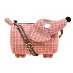 Dachshund Dog Design Girls Small Shoulder Bags Women Creative Casual Lattice Cloth Coin Purse Cute Phone Messenger Bag