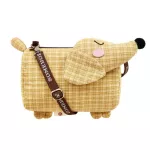 Dachshund Dog Design Girls Small Shoulder Bags Women Creative Casual Lattice Cloth Coin Purse Cute Phone Messenger Bag
