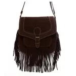 Frosted PU Leather Hollow Bohian Bags Women's Handbags SE Vintage Fringe Tassel Women Oulder Crossbody Mesger Bag