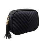 Women's New Pu Leather Cr Ca Chain Bag Brdered Crossbody Bag Tassel Oulder Bag Women