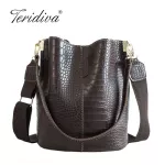 Retro Tor Bucet Bags Women Crocodile Pattern Handbag Capacity Ca Crocodile Oulder Mesger Bags Ladies Pu Se