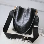 Retro Tor Bucet Bags Women Crocodile Pattern Handbag Capacity Ca Crocodile Oulder Mesger Bags Ladies Pu Se