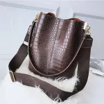 Retro Tor Bucet Bags Women Crocodile Pattern Handbag Capacity Ca Crocodile Oulder Mesger Bags Ladies Pu Se