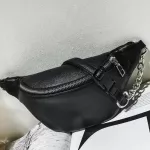 Casual Chain Lychee Leather Fanny Pack Waist Bag Casual Waterproof Antitheft Women Walking Shopping Band belt Multi-function Bag