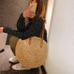 Casual Rattan Women Shoulder Bags Circle Straw Handbags Big Capacity Handmae Summer Totes Bohemian Beach Travel Bolso Paja HOT