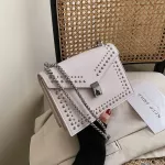 Scrub Leather Rivet Decor Turn-Loc Women Oulder Bag L Chain Crossbody Bags For Women