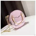 Womens Circular Pu Oulder Bags Round Solid Hard Chain Mesger Bags Students Zier Crossbody Bags L Handle
