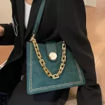 Vintage Thic Chain Tote Bag Hi-Quity Matte Pu Leather Women's Designer Handbag Travel Oulder Mesger Bag