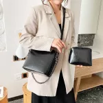 Vintage Bucet Bag Women New Large Capacity Bag Lady Design Luxury Solid Cr Chain Crossbody Bag