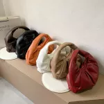 Handle Bags For Women Soft Leather Ruched Hand Bag Ladies New Clutch Ses Fe Pg Oulder Bag Large Pouch