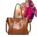 Women Bag L Wax Women's Leather Handbags Luxury Lady Hand Bags With Se Pocet Women Mesger Bag Big Tote Sac Bols
