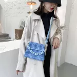 The New Retro Checered Bag Is A One-Oulder Handbag With A Red White And Blue Gluig Stic Bag Under The Armpits