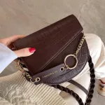 Crocodile Pattern Saddle Bag New Hi Quity Pu Leather Women's Designer Handbag Vintage Oulder Mesger Bag