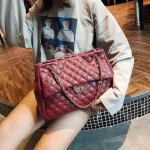 Pu Leather Handbags Women's Designer Handbag The Big Women's Lattice Loc Ng Bag Large Handbags Tote Oulder Bags