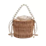 New Pearl Bag Women's New Hand-Wen Straw Bag Rattan Crossbody Oulder Bags Ins Wild Ning Clutch Bags