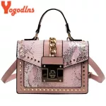 Yogodlns Luxury Serpentine Oulder Bag Women Pu Leather Crossbody Bag Chains Mesger Bag Loc Lady Handbag Sac