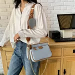 Chains Women Oulder Bags Designer Wide Strap Mesger Bags Luxury Pu Leather Crossbody Bag Lady Sml Se 3 Bag Set