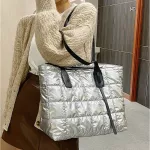 New Winter Big Oulder Bag Sp Be Handbag Woman Ca Sp Cn Totes Bags Down Feather Padded Soft Ladies Ng Bag