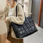 New Winter Big Oulder Bag Sp Be Handbag Woman Ca Sp Cn Totes Bags Down Feather Padded Soft Ladies Ng Bag