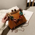 Acrylic Chain Wooden Clip Women Handbags Designer Ell Oulder Bags Luxury Pu Leather Crossbody Bag Lady Vintage Se