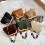Acrylic Chain Wooden Clip Women Handbags Designer Ell Oulder Bags Luxury Pu Leather Crossbody Bag Lady Vintage Se