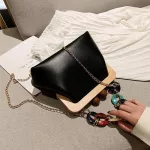 Acrylic Chain Wooden Clip Women Handbags Designer Ell Oulder Bags Luxury Pu Leather Crossbody Bag Lady Vintage Se