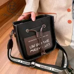 Letter Pattern Bucet Bag Pu Leather Oulder Bags For Women Winter Tether Lady Crossbody Bag Luxury Brand Handbags