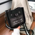 Letter Pattern Bucet Bag Pu Leather Oulder Bags For Women Winter Tether Lady Crossbody Bag Luxury Brand Handbags