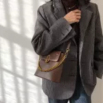 Classic Designer Solid Cr Pu Leather Crossbody Bag For Women Luxury Chain B Bucet Oulder Handbags