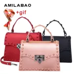 Beach Bag For Women Jelly Handbags With Rivet Free Scarf Mmer Crossbody Bags For Women Silicone Waterproof Me881