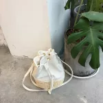 Orean Retro Wen Bucet Canvas Straw Handbags Ca Wen Women Oulder Bag Bohia Rattan Handbag Bolso Fenino