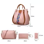 Smooza 4pcs Set Ses And Handbags Pu Leather Striped Oulder Bags For Women -Handle Bags Fe Oulder Bag