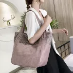 Designer Handbags Hi Quity Large Capacity Ng Tote Bag Ladies Pu Leather Rivet Mesger Oulder Bags Handbag