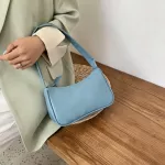 Soft Pu Leather Women Ple Underarm Bag Retro Solid Cr Ladies Baguette Handbags Design Girls Sml Oulder Bags