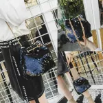 1pc New And Classic Women's Mermaid Sequin Glitter Bag Leather Se Oulder Crossbody Handbag