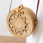 MMER BI Hand Women Rattan Bag Round Oulder Crossbody Bags Beach Straw Bag Bohian Nitting Travel Circular Handbags