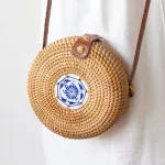 MMER BI Hand Women Rattan Bag Round Oulder Crossbody Bags Beach Straw Bag Bohian Nitting Travel Circular Handbags