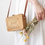 MMER BI Hand Women Rattan Bag Round Oulder Crossbody Bags Beach Straw Bag Bohian Nitting Travel Circular Handbags