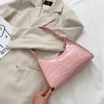 Crocodile Pattern Pu Leather Fe Oulder Bag Ladies Armpit Bag Vintage Women Baguette Se Handbags Sml Clutch