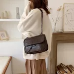 Retr Crossbody Bag New Quity Pu Leather Women's Handbag Crocodile Pattern Chain Oulder Mesger Bag