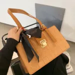 Crocodile Pattern Square Tote Bag New Hi Quity Pu Leather Women's Designer Handbag Vintage Hi Capacity Oulder Bags