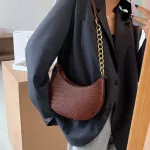 Stone Pattern Sml Hf Moon Bags For Women Pu Leather Oulder Bag Women's Handbag Ladies Luxury Vintage Crossbody Bag